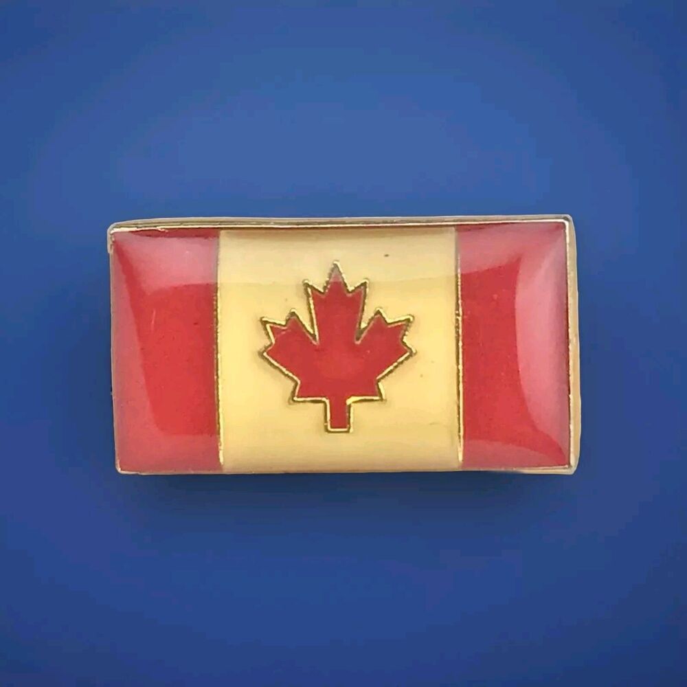 Canadian Flag Maple Leaf  Pin Small Red Gold Vintage Canada